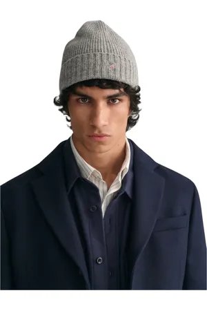 GANT Accessoires, Heren, Grijs, ONE Size, Katoen, Shield Wool Beanie