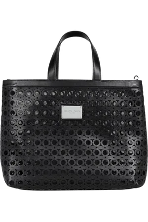 ROBERTO FESTA Tassen, Dames, Zwart, ONE Size, Leer, Cut Out Patroon Tote Tas