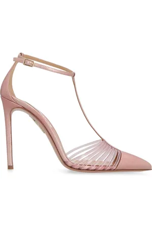 Aquazzura Schoenen, Dames, Roze, 36 EU, Leer, Leren pumps met verstelbare enkelband