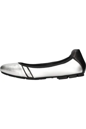 Hogan Schoenen, Dames, Grijs, 36 EU, Leer, Platte schoenen Zilver