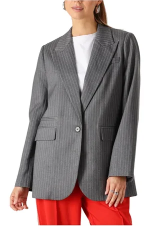 Co`Couture Jassen, Dames, Grijs, XS, Grijze Oversized Pin Single Blazer