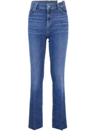 Liu Jo Jeans, Dames, Blauw, W32, Katoen, Blauwe Straight Leg Jeans met Strass Detail