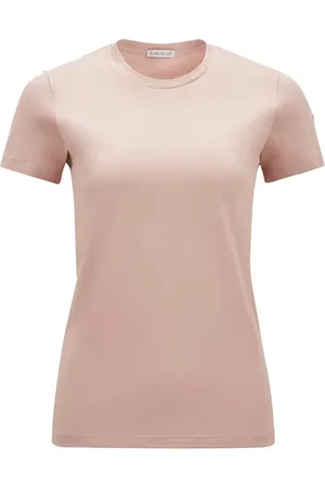 Moncler Tops, Dames, Roze, XS, Katoen, Klassieke Roze Slim Fit T-shirt