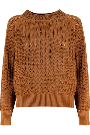 ERMANNO SCERVINO Truien, Dames, Bruin, S, Katoen, Crewneck Sweater