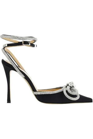 Mach & Mach Schoenen, Dames, Zwart, 37 1/2 EU, Leer, Geometric Beaded Bow Sandalen