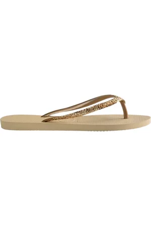 Havaianas Schoenen, Dames, Bruin, 35 EU, Glitter Slim Flip Flops voor Vrouwen