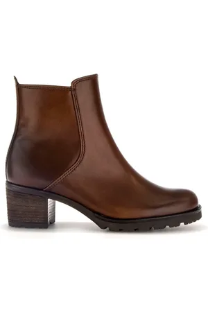 Gabor Schoenen, Dames, Bruin, 38 1/2 EU, Leer, Stijlvolle leren enkellaarsjes