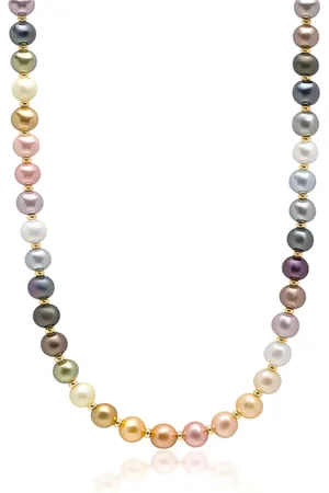 Nialaya Accessoires, Heren, Geel, S, Pastelkleurige Parelketting met Goud