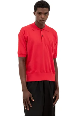 The Row Tops, Heren, Rood, S, Katoen, Katoen-Cashmere Gebreide Poloshirt