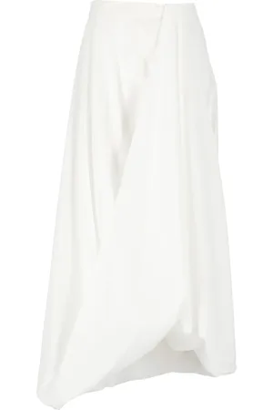 Brunello Cucinelli Rokken, Dames, Wit, XS, Katoen, Witte Katoenen Rok met Asymmetrische Zoom