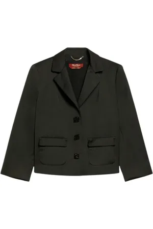 Max Mara Jassen, Dames, Zwart, S, Satijn, Satijnen Blazer met Kristallen Knopen