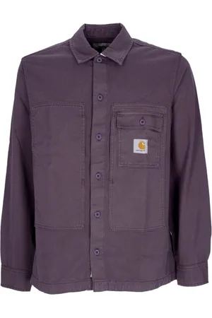 Carhartt Overhemden, Heren, Paars, M, Katoen, Artichoke Long Sleeve Shirt Moraga Twill