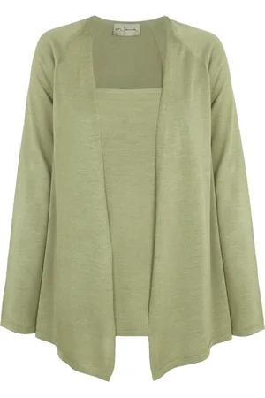 Cortana Truien, Dames, Groen, L, Groene Zijden Gebreide Cardigan