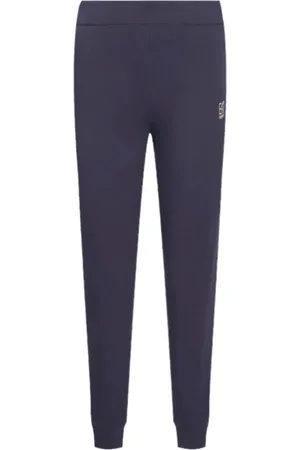 EA7 Broeken, Dames, Blauw, L, Katoen, Dames joggingbroek met logo op de voorkant