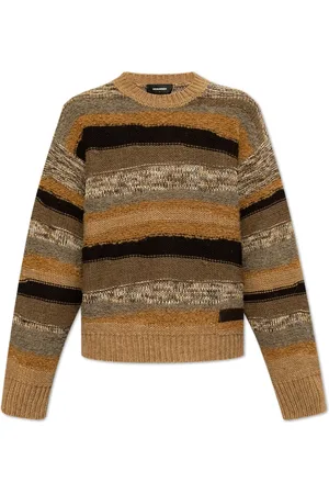 Dsquared2 Truien, Heren, Bruin, M, Wol, Trui met streepjespatroon