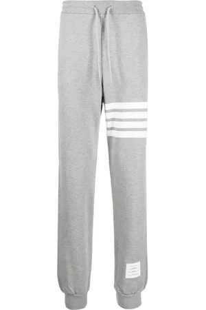 Thom Browne Broeken, Heren, Grijs, L, Katoen, Grijze 4-Bar Loopback joggingbroek