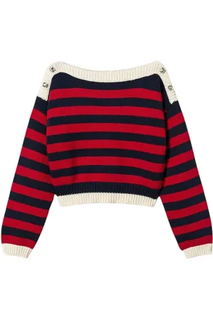 Twin-Set Truien, Dames, Veelkleurig, S, Gestreepte Top met Cabochon Detail