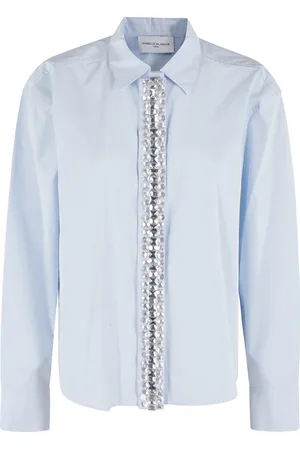 Isabelle Blanche Blouses & Shirts, Dames, Blauw, M, Katoen, Lichtblauwe Overhemd met Lange Mouwen