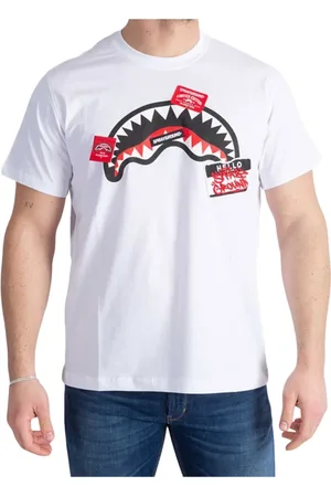 Sprayground Tops, Heren, Wit, L, Katoen, Label Shark T-shirt