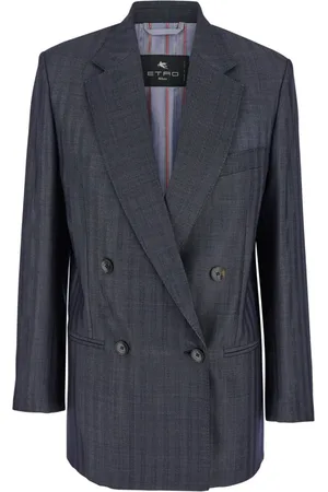 Etro Jassen, Dames, Grijs, M, Wol, Double Breasted Grijze Blazer Jacket
