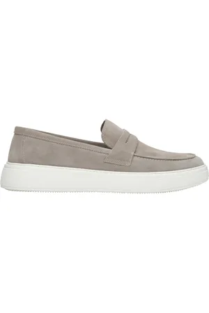 Estro Schoenen, Heren, Grijs, 40 EU, Suède, Echt suède instaploafers