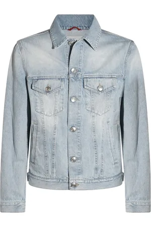 Brunello Cucinelli Jassen, Heren, Blauw, L, Denim, Licht denim jack met 4 zakken