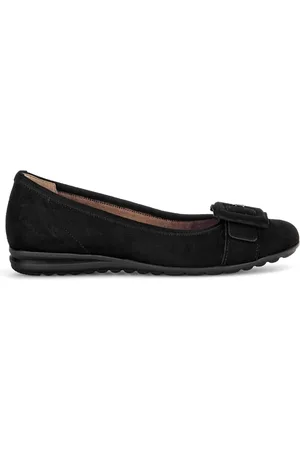 Gabor Schoenen, Dames, Zwart, 38 EU, Leer, Zwarte Velvet Klassieke Ballerina Schoenen