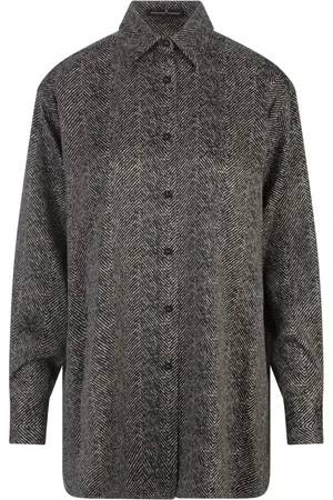ERMANNO SCERVINO Blouses & Shirts, Dames, Zwart, M, Zwart Zijden Visgraat Oversized Shirt
