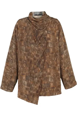 Cortana Blouses & Shirts, Dames, Bruin, S, Blouse met Cube Print en Dolmanmouwen