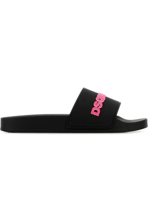 Dsquared2 Schoenen, Dames, Zwart, 40 EU, Logo Embossed Slip-On Slides