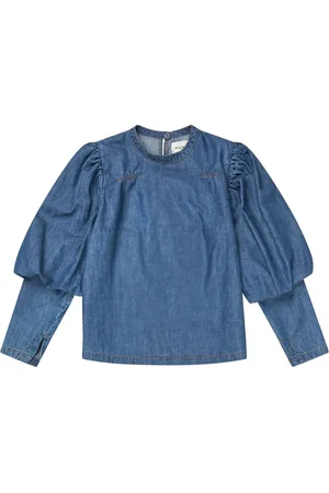 Munthe Blouses & Shirts, Dames, Blauw, XL, Denim, Elegante Denim Blouse met Pofmouwen