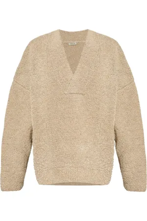 FEAR OF GOD Truien, Heren, , S, Wol, wollen trui met V-hals en logopatch