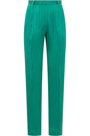 FORTE FORTE Broeken, Dames, Groen, M, Gestreepte Straight Leg Broek