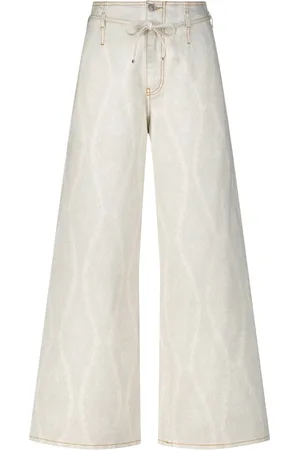 Etro Jeans, Dames, Wit, W25, Paisley Patroon Wijde Pijpen Jeans