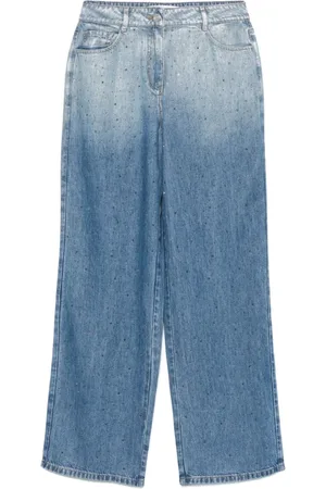 IRO Jeans, Dames, Blauw, XL, Blauwe Kristalversierde Jeans