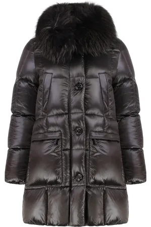MOORER Mantels, Dames, Bruin, XS, Bontkraag Donsjas