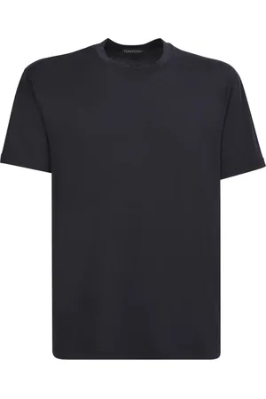 Tom Ford Tops, Heren, Zwart, M, Katoen, Zwarte Lyocell T-shirt, Korte Mouwen