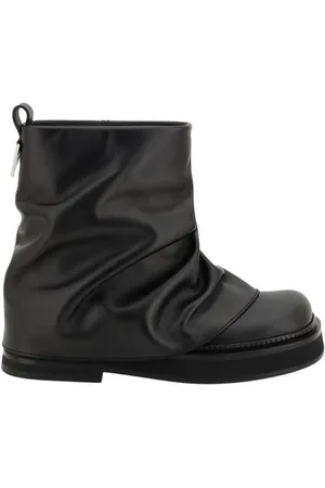 The Attico Schoenen, Dames, Zwart, 38 EU, Leer, Robin Leren Enkellaarsjes met Blokhak