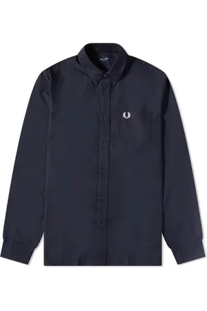 Fred Perry Overhemden, Heren, Blauw, S, Katoen, Authentiek Oxford overhemd