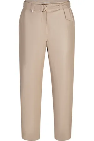 Riani Broeken, Dames, , M, Leer, Leren broek met rechte pasvorm en aansnoerbare taille