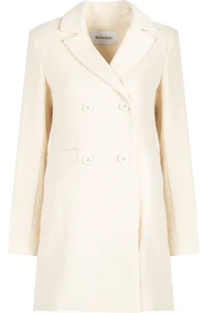 Silvian Heach Mantels, Dames, , L, Katoen, Double-Breasted Jas met Modellerende Naden