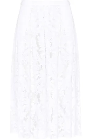 Max Mara Rokken, Dames, Wit, 2Xs, Katoen, Ampezzo Midi Rok