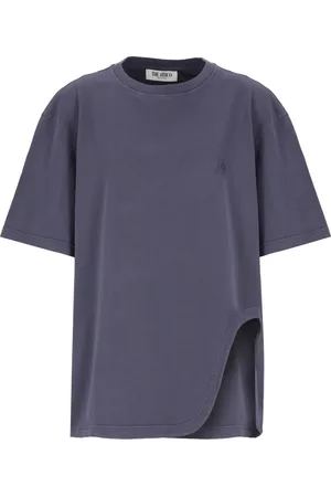 The Attico Tops, Dames, Paars, S, Katoen, Katoenen T-shirt met Geborduurd Logo