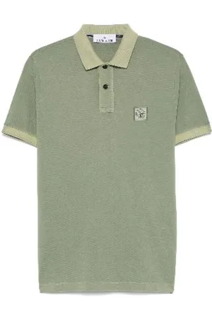 Stone Island Tops, Heren, Groen, S, Salie Groene Polo Shirt Korte Mouw