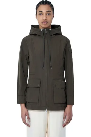 Moncler Jassen, Dames, , M, Katoen, Poplin Parka Jas met Trekkoord Capuchon