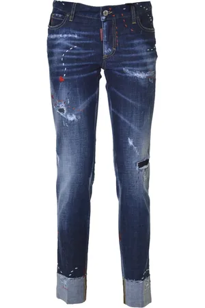 Dsquared2 Jeans, Dames, Blauw, S, Katoen, Stijlvolle Slim-Fit Jeans