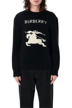 Burberry Truien, Heren, Zwart, M, Wol, Rondgebreide trui