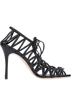 Manolo Blahnik Schoenen, Dames, Zwart, 37 EU, Leer, Sandalen met hoge hak