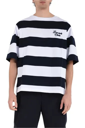 LANEUS Tops, Heren, Veelkleurig, L, Katoen, Gestreept Katoenen Crewneck T-shirt