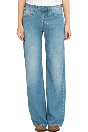 Dondup Jeans, Dames, Blauw, W28, Katoen, Wijde Pijpen Broek met Zakken
